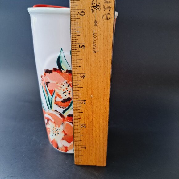 2015 Starbucks Floral Red Flowers Ceramic Travel Cup Tumbler 10oz Dot Collection - Picture 9 of 9